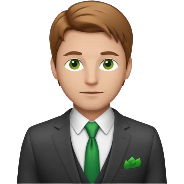 male 40 in cool suit, green eyes, light brown hair emoji
