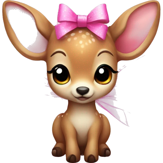 baby deer with fairy wings and a pink bow around its neck  emoji