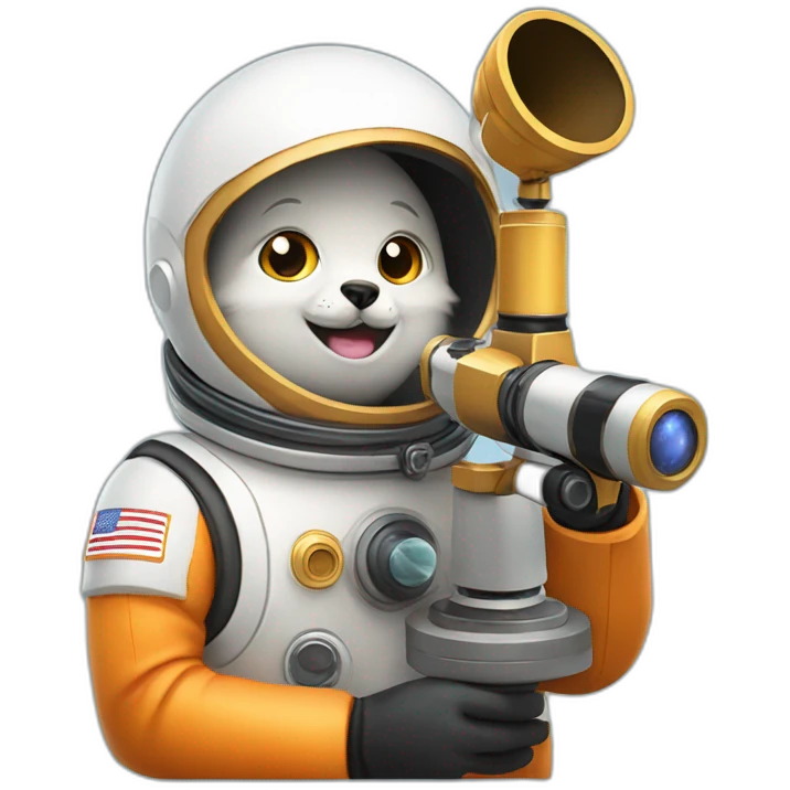 cosmonaute with foxy head and a telescope emoji