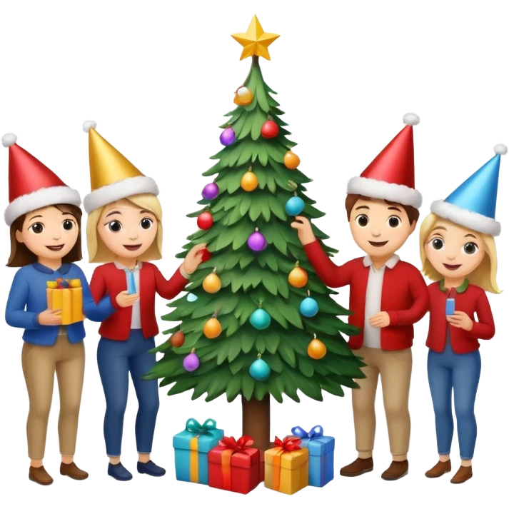 people decorating a Christmas tree emoji