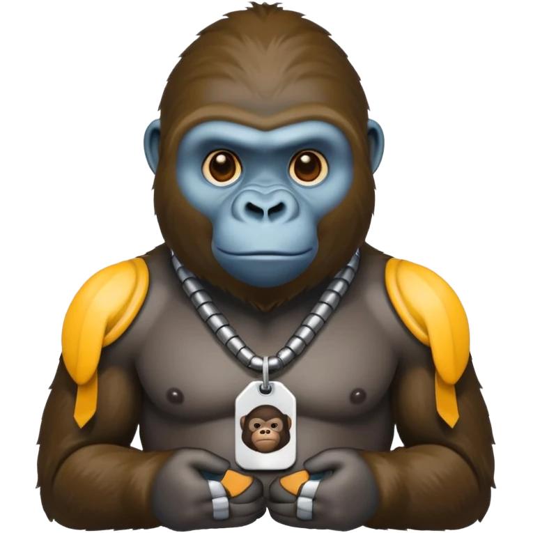 gorilla wearing a tag around its neck emoji