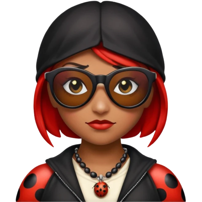 a badass villain ladybug thug with sunglasses and a necklace on emoji
