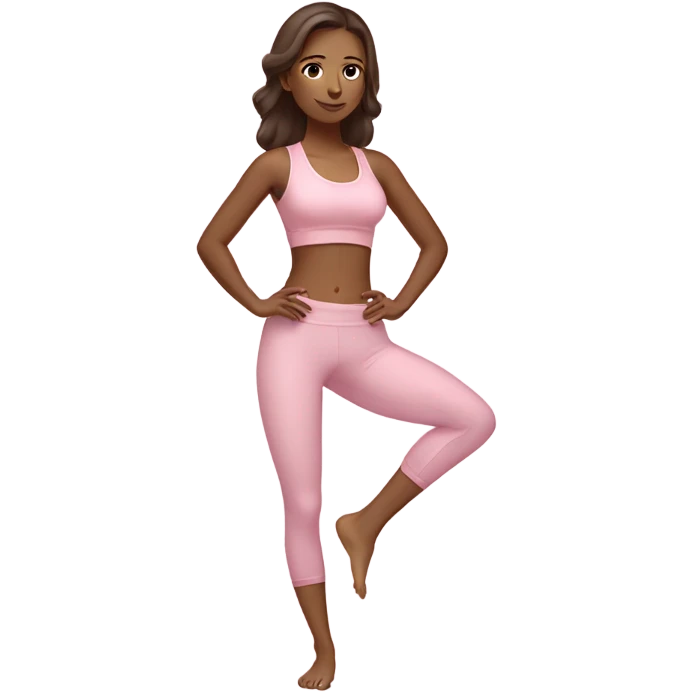 brunet yoga girl light pink clothes n emoji