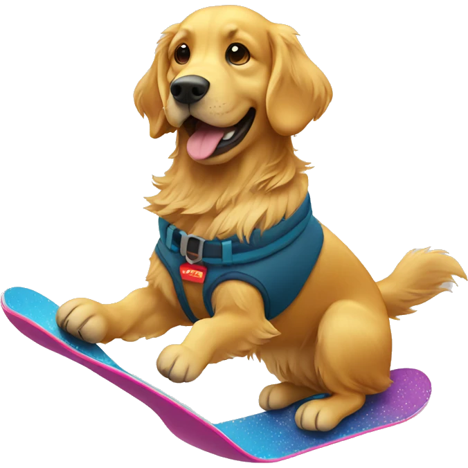 Golden retriever snowboarding emoji