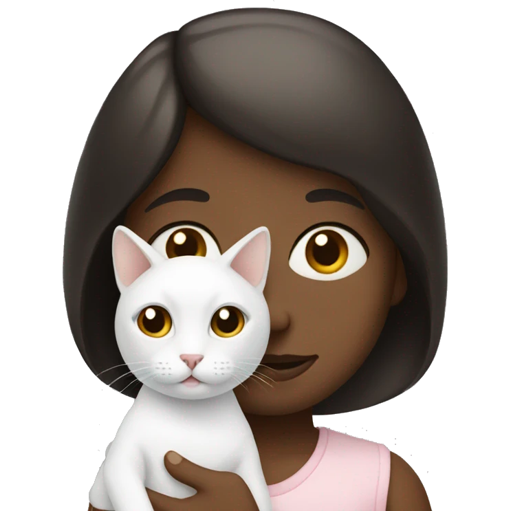 A child with a white cat emoji