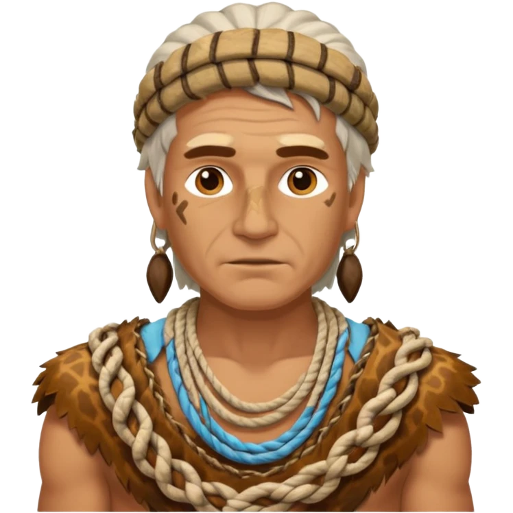 Ancient  man with animal skin clothes with ropes emoji