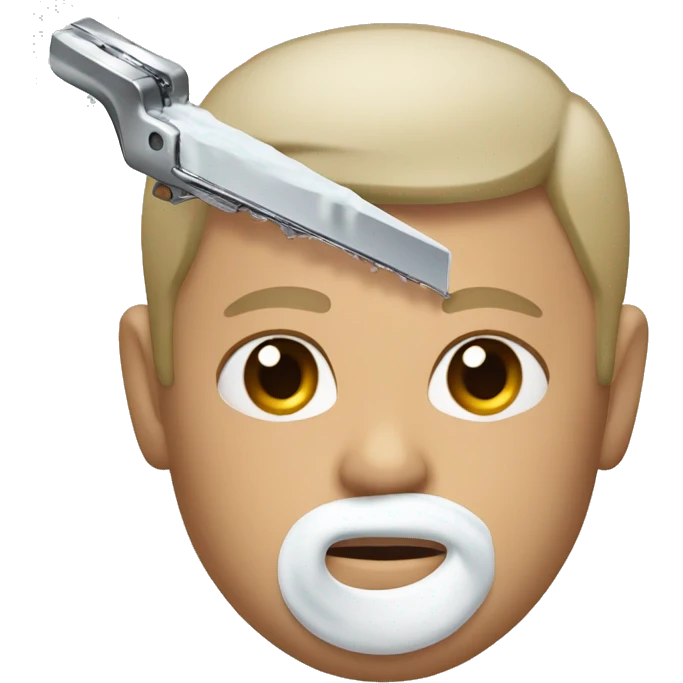 a razor and a man with foam on his face emoji