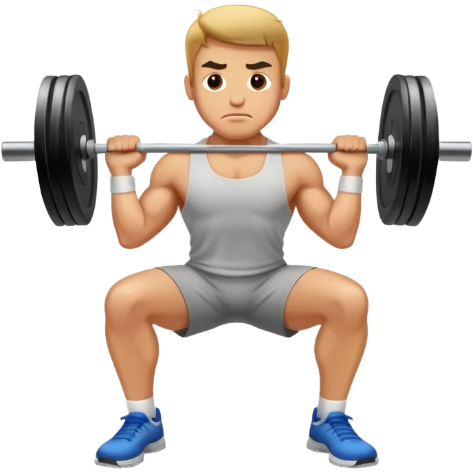 Man lifting a heavy barbell, sweating emoji