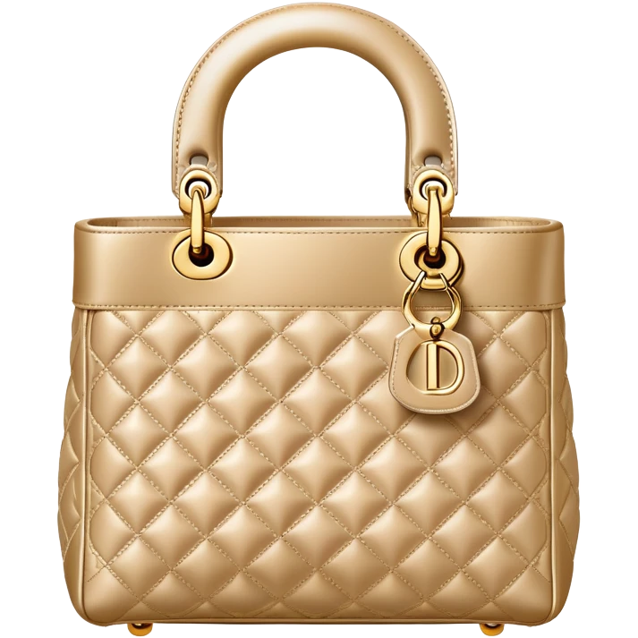 Lady Dior bag champagne gold leather front emoji