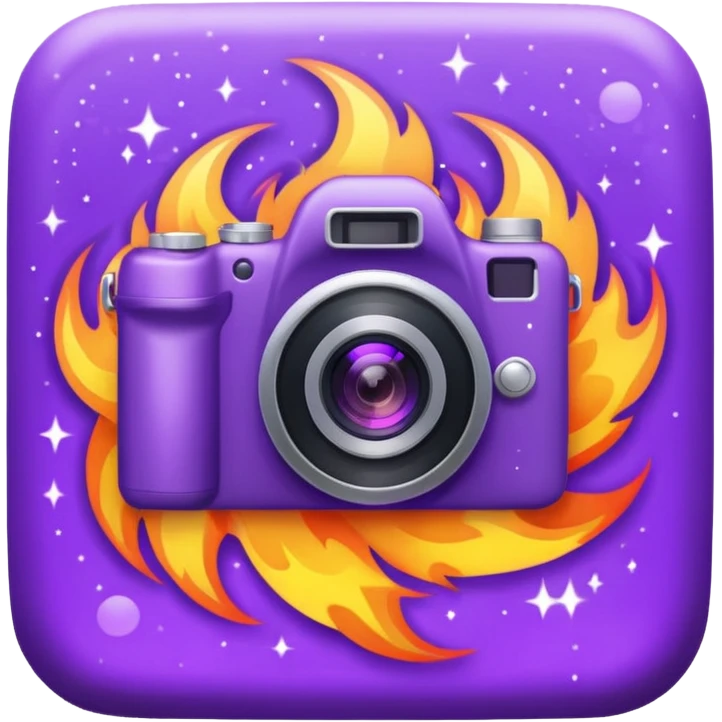 Glitter Fire Camera Purple emoji