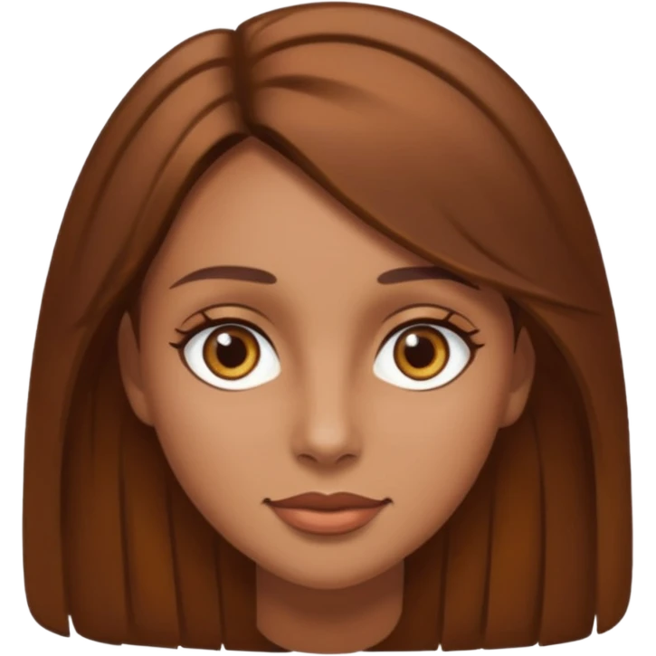 Tan skinned woman with brown hair hazel colored eyes. emoji