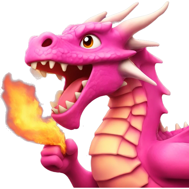 pink dragon breathing fire  emoji