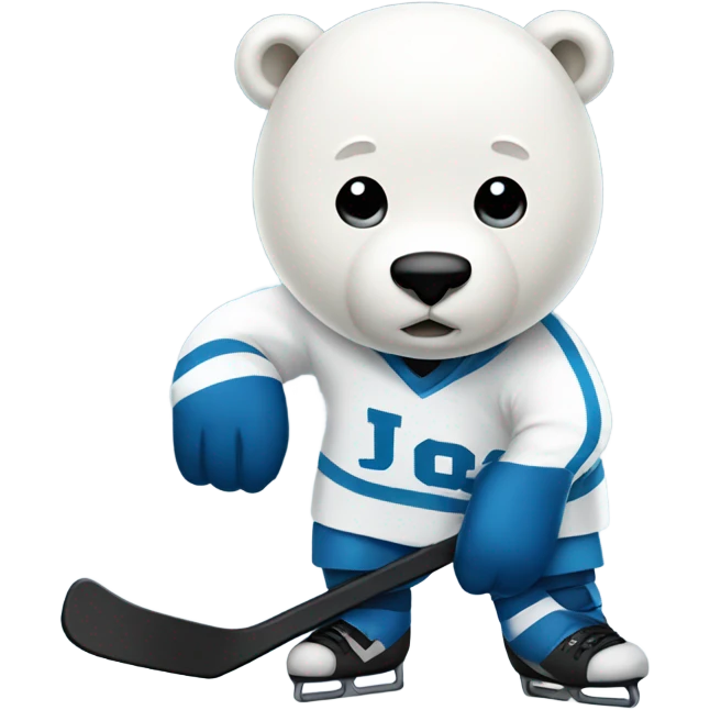 Hockey playing polar bear emoji