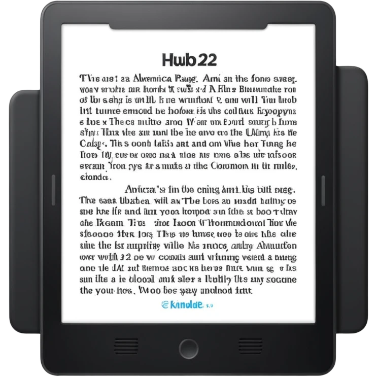 BACL KINDLE WITH A PAGE WHERE IT SAYS HUB 22 AMERICA emoji