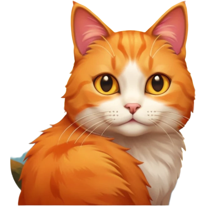 Cat Watching Sunset Scene emoji