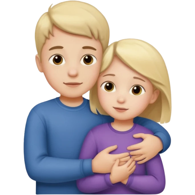 Boy and small girl hug bro sis  emoji
