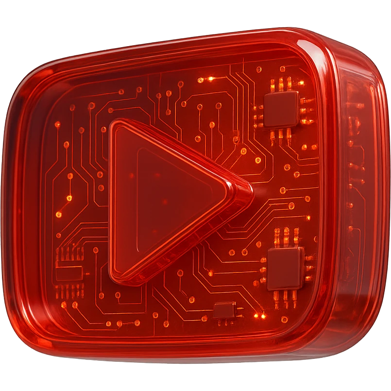 chess board of youtube play button, red YouTube play button, glossy circuit style emoji