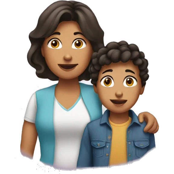 two hispanic moms with son emoji