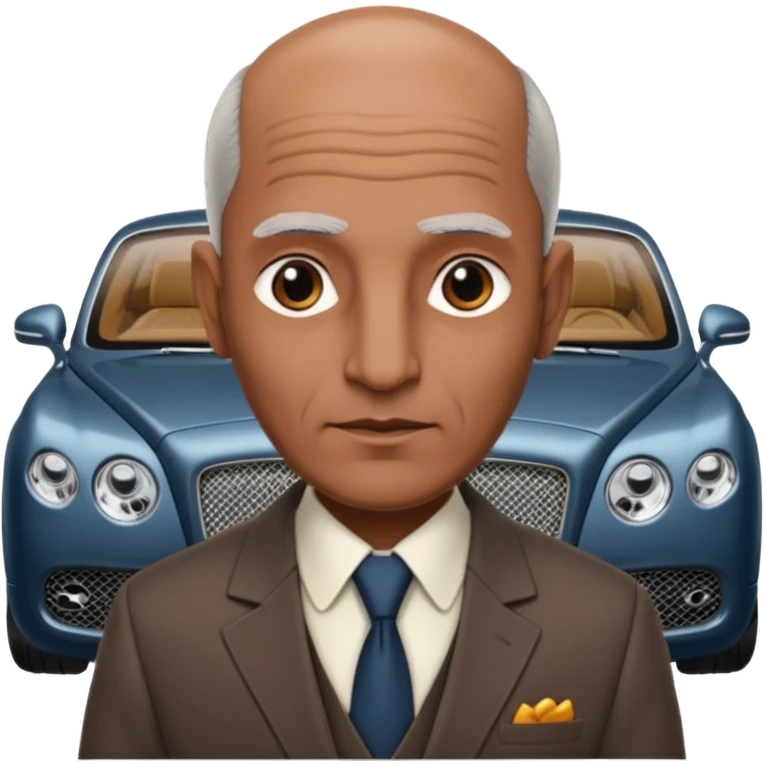 Slightly Balding graying indian guy in suit with a bentley names professor bw tlt emoji