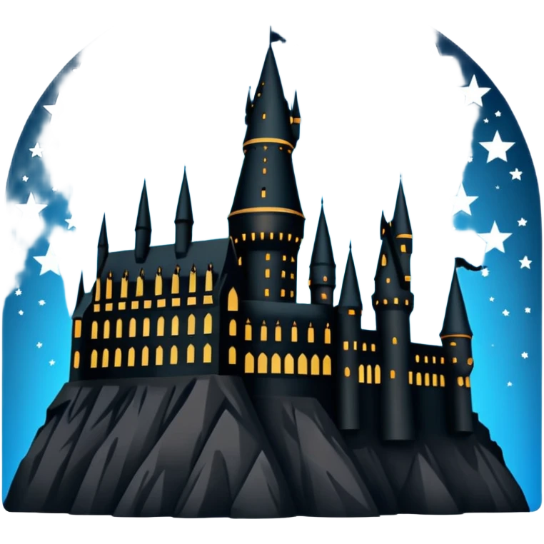 Harry Potter series, Hogwarts castle silhouette with a few stars, outline only emoji