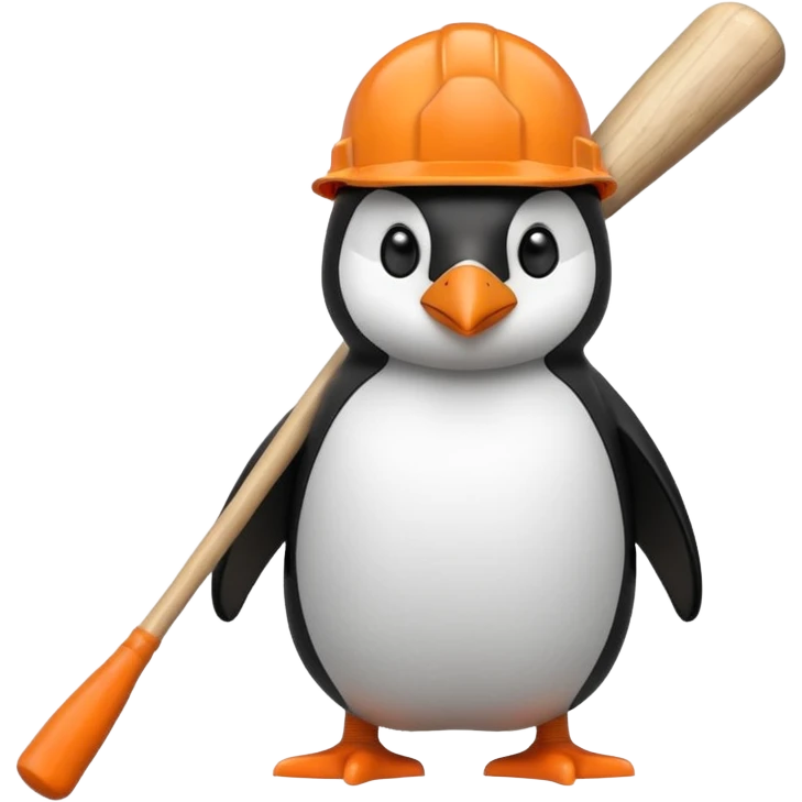 Penguin Construction Worker with baseball bat emoji