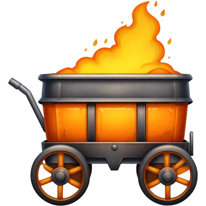 wagon with molten steel inside, glowing orange and yellow emoji