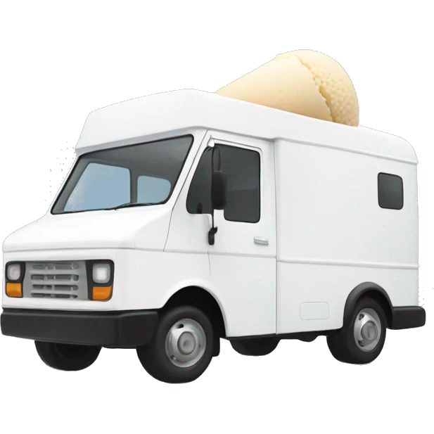 minimalistic white ice-cream van, side view emoji