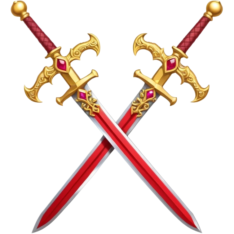Two golden fiery royal crossed swords emoji