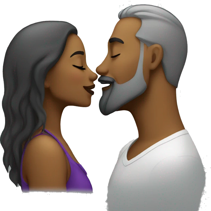  Grey Goatee beard man kisses Caribbean girl emoji