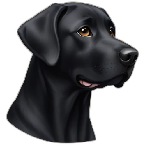 Black lab triangular face tiny black eyes small tongue emoji
