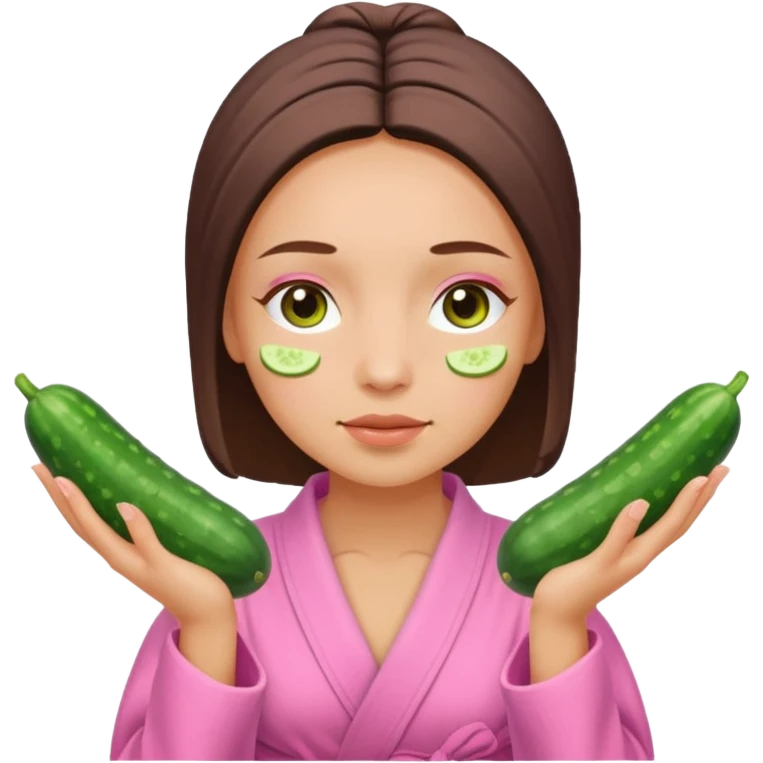 🧖‍♀️this with cucumber on her eyes at a spa and a pink robe emoji