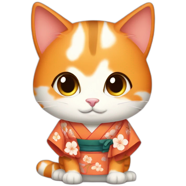Beautiful orange cat wearing kimono emoji