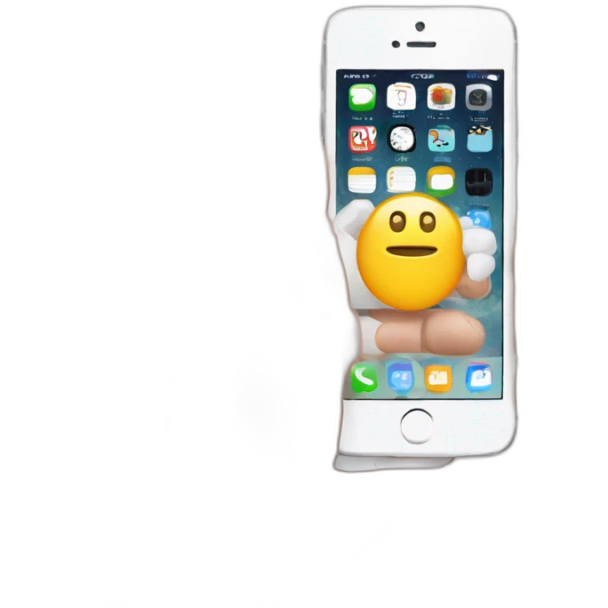 White hand holding iphone with application  emoji