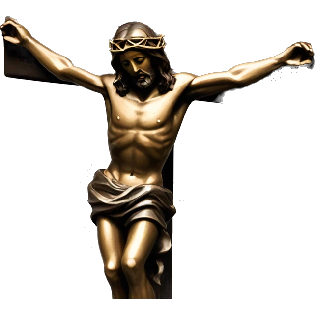 bronze, jesus on crucifix, reaching up emoji