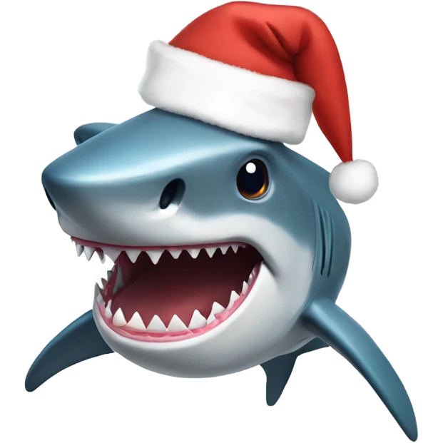 Shark wearing a Christmas hat  emoji