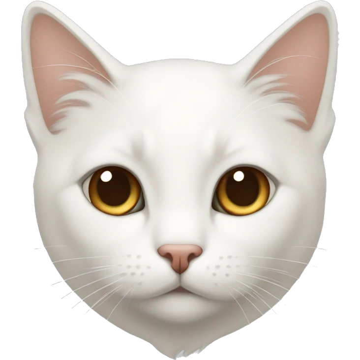 A pure and beautiful white cat has clearly distinguishable brown spots on its head emoji