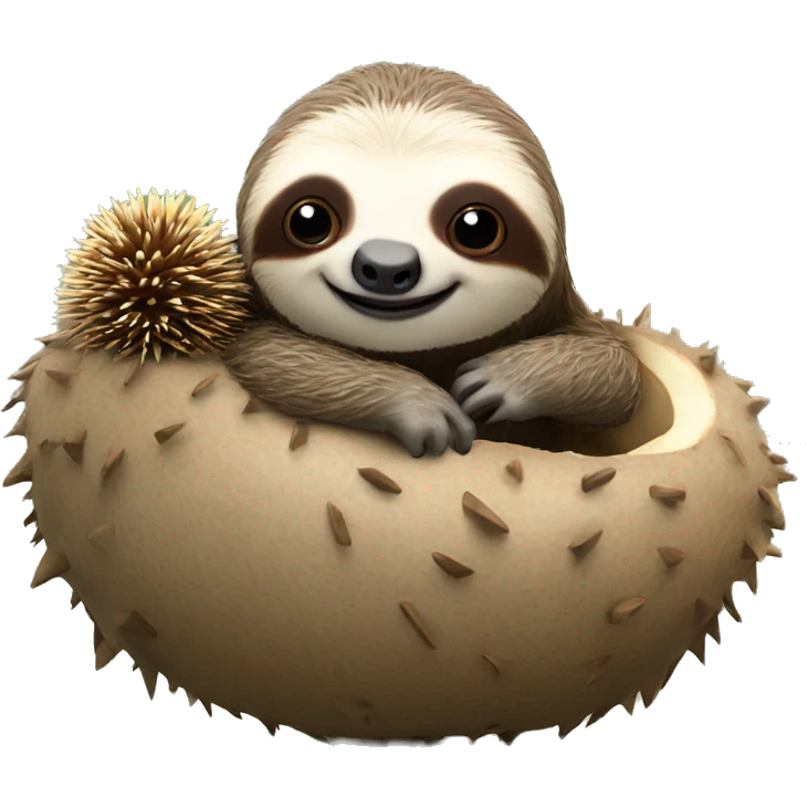 sloth with hedgehog 3D emoji