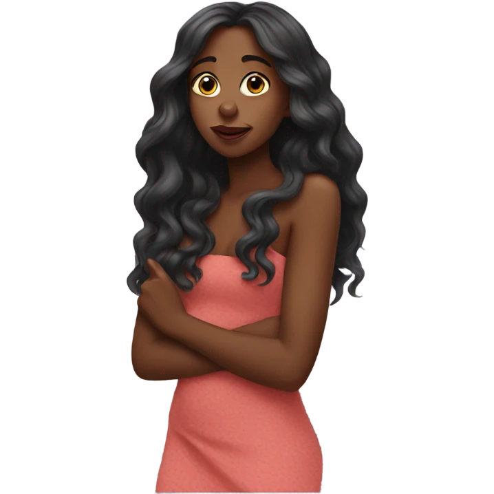 Black girl with long hair blowing kisses emoji