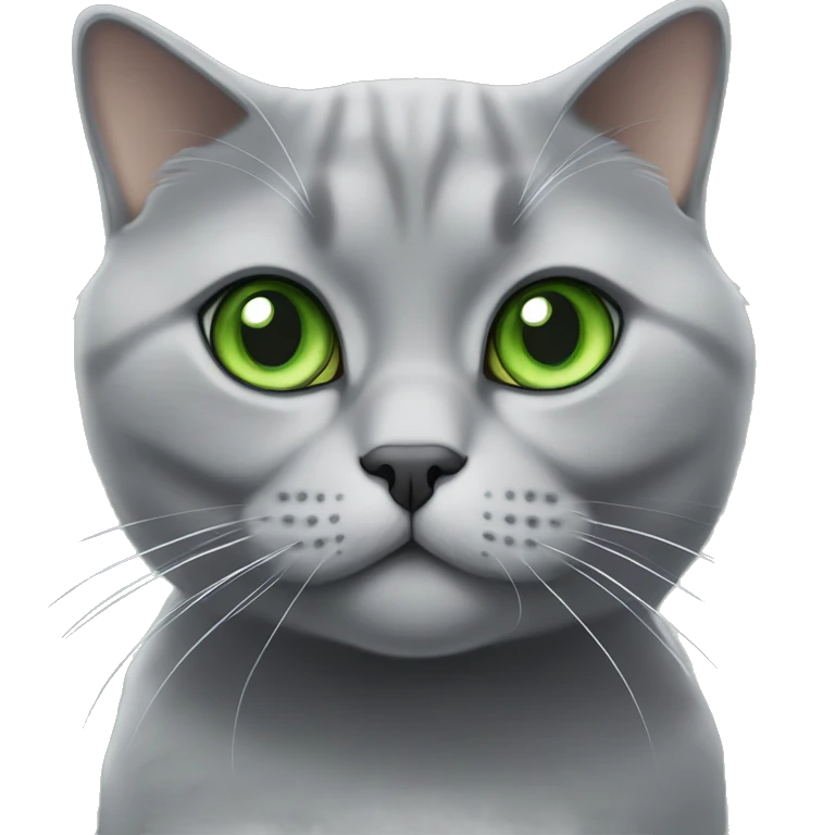 British shorthair cat grey with green eyes emoji