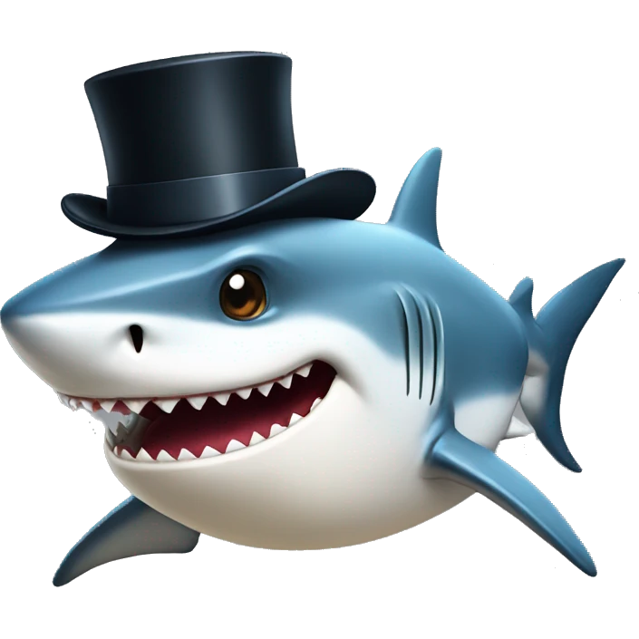 Shark with a top hat emoji