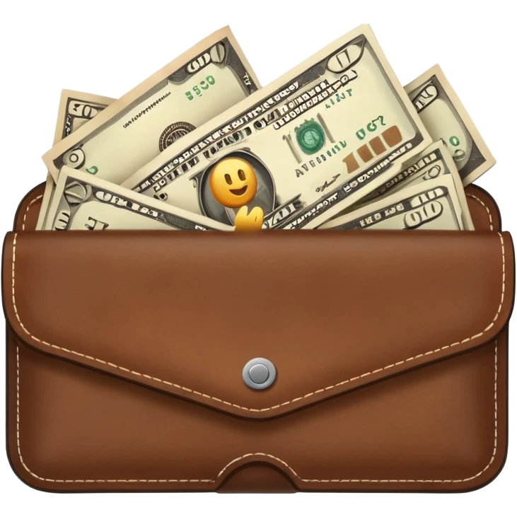Wallet with fully flying out emoji