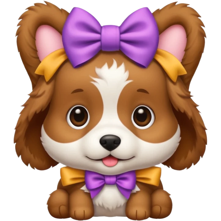 The puppy has a bow on its head emoji