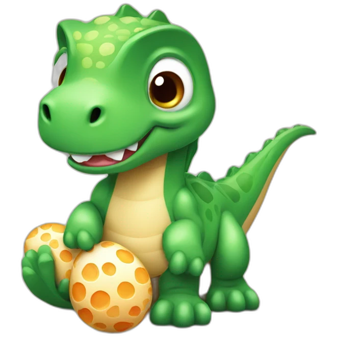 cute dino with dino eggs emoji