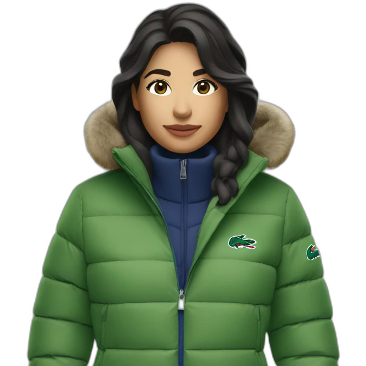 latina woman using Lacoste puffer jacket emoji