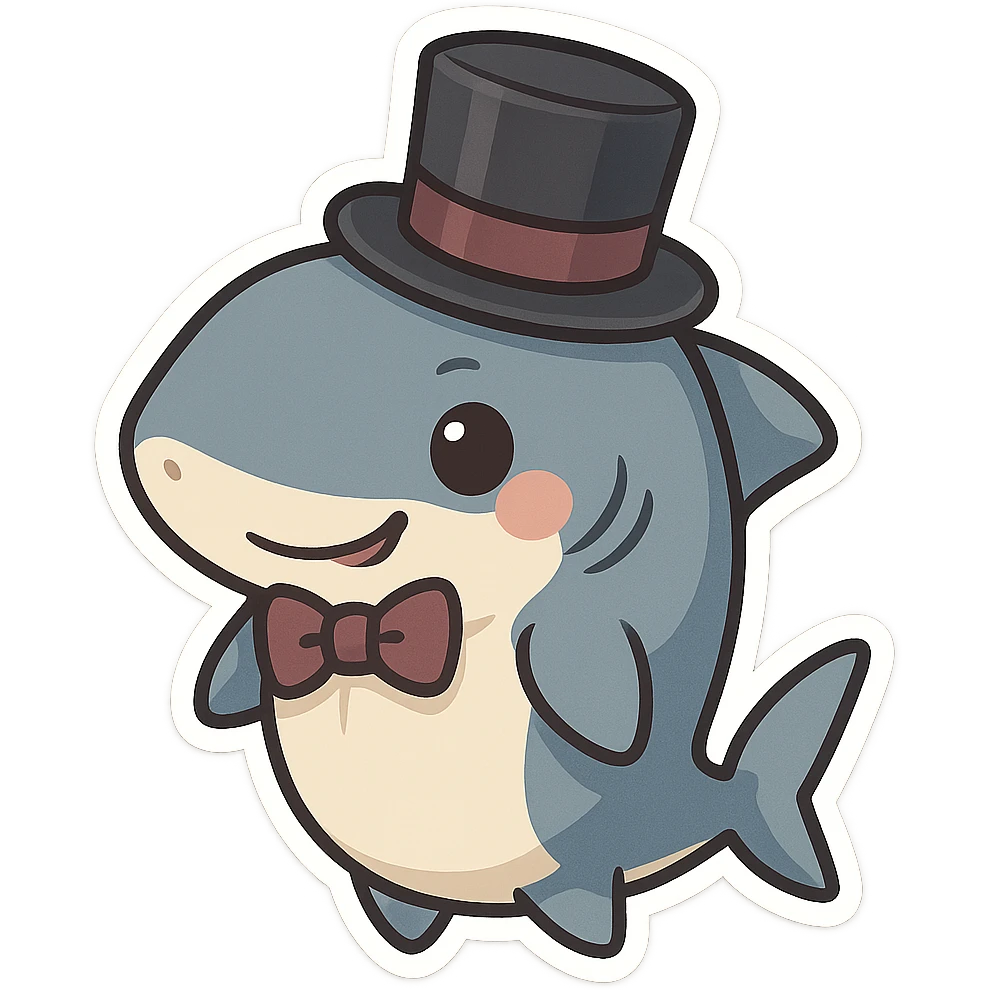 a stylized shark with a fancy top hat, looking dapper emoji