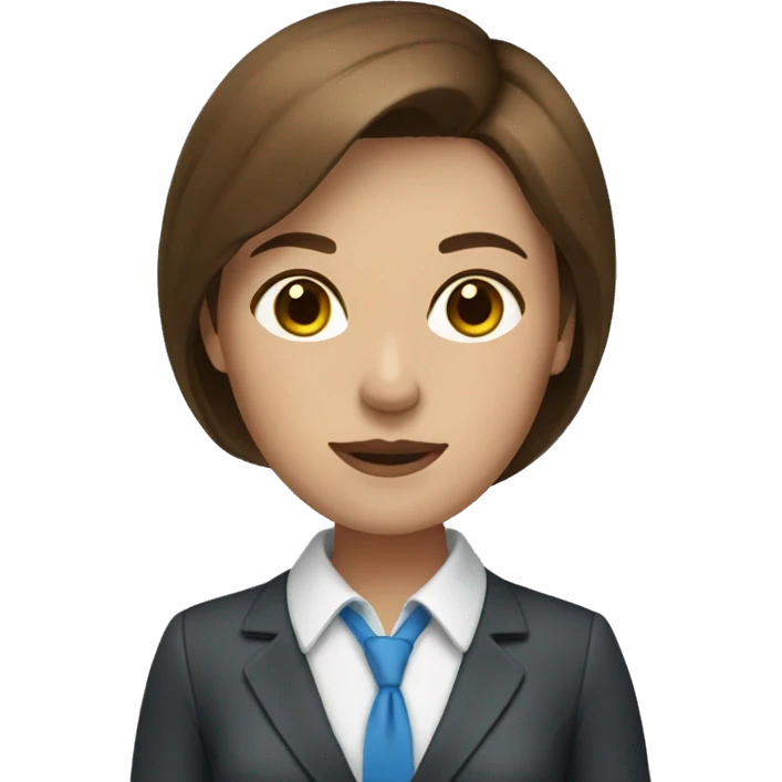 businesswoman with brown hair and blue  emoji