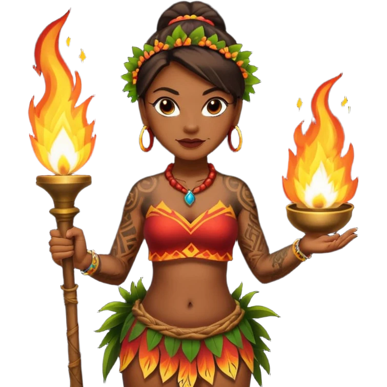 hawaiian female fire dancer with tattoos emoji