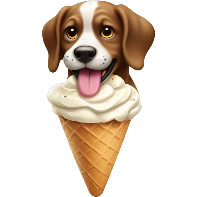 Dog eating ice cream cone emoji