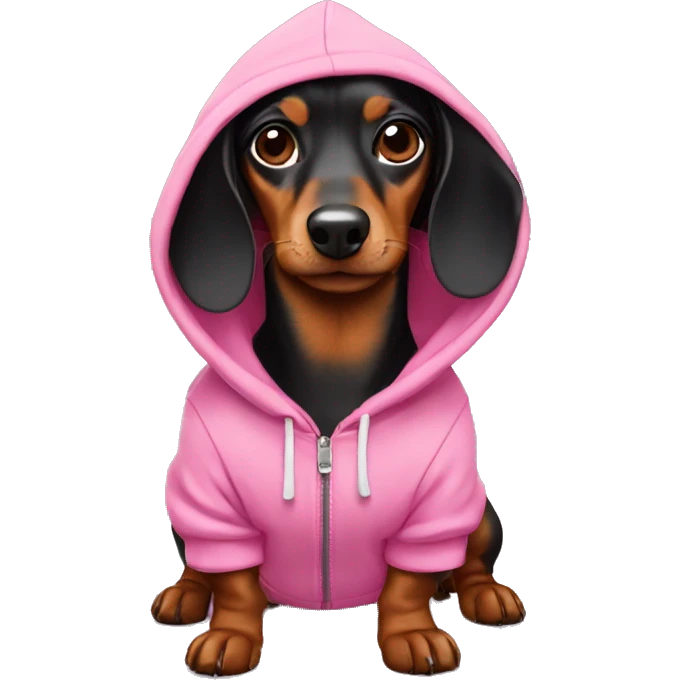 Dachshund Wearing a pink hoodie emoji