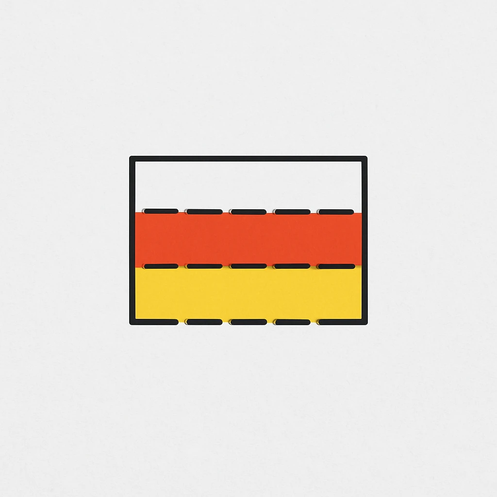 Create a minimalistic and recognizable computer text emoji of the South Ossetia flag using simple ASCII or Unicode characters to represent the flag's colors and pattern. emoji